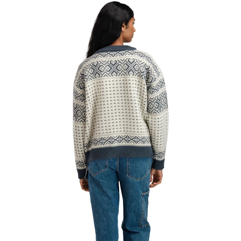 Dale Hannah Fem. Cardigan Offwhite Steel Lightcharcoal