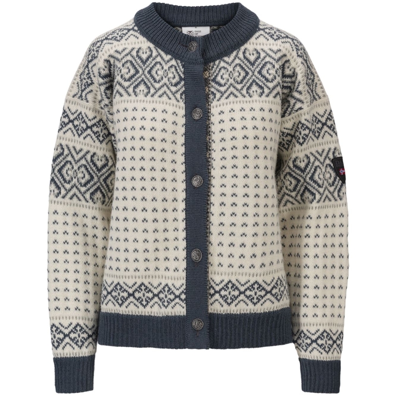 Dale Hannah Fem. Cardigan Offwhite Steel Lightcharcoal