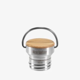 Klean Kanteen Bamboedop met beugel voor Classic flessen Brushed Stainless