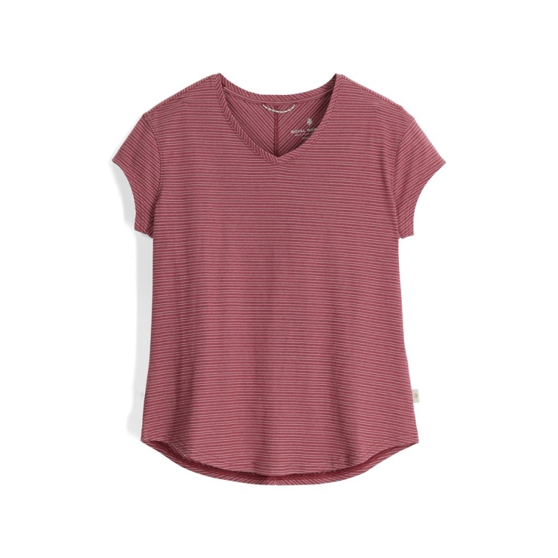 Royal Robbins Vacationer V-Nk S/S Women's Wild Rhubarb Str