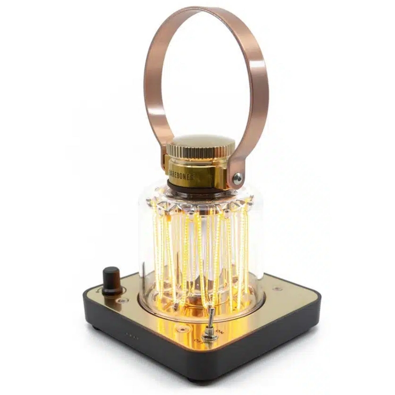 Barebones Block Tower Lantern Brass/Black