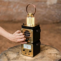 Barebones Block Tower Lantern Brass/Black