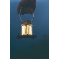 Barebones Block Tower Lantern Brass/Black