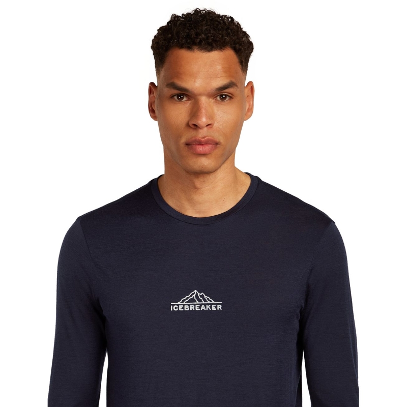 Icebreaker Mer 150 TechLite LS Tee Road To Cook Midnight Navy
