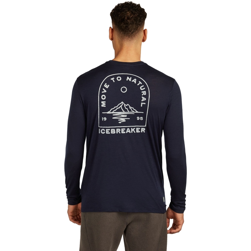 Icebreaker Mer 150 TechLite LS Tee Road To Cook Midnight Navy
