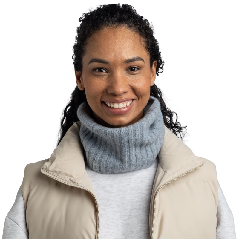 Buff Knitted Neckwarmer NILAH LAKE BLUE               