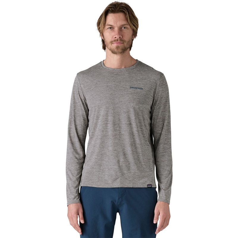 Patagonia M's L/S Cap Cool Daily Graphic Shirt - Waters Boardshort Logo Abalone Blue: 
