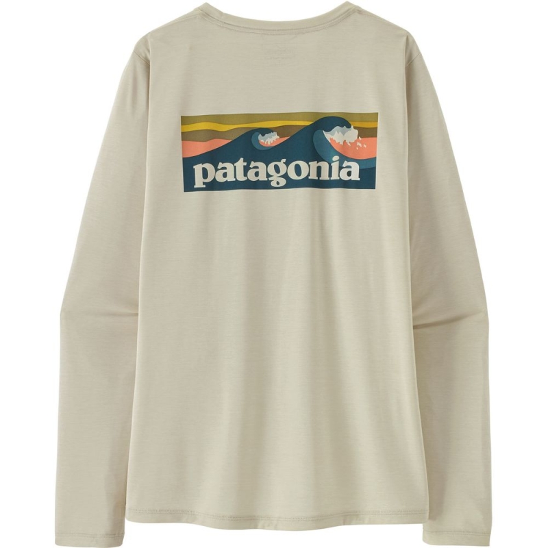 Patagonia L/S Cap Cool Daily Shirt Women's - Boardshort Logo Dyno White