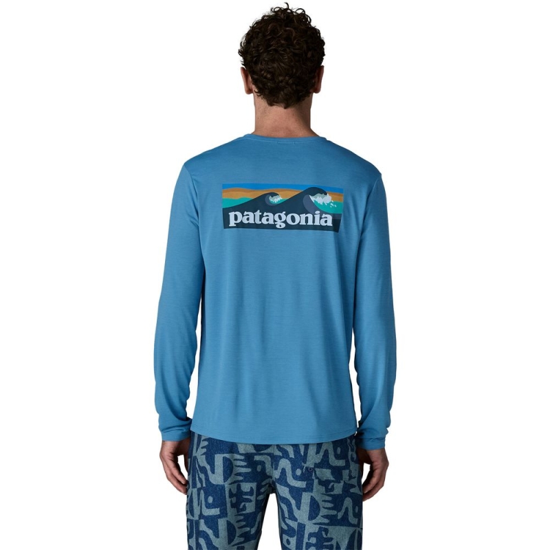 Patagonia L/S Cap Cool Daily Shirt - Boardshort Logo Shore Blue - Light Shore Blue 