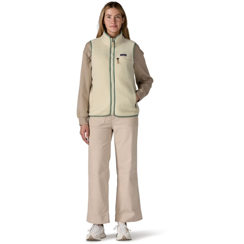 Patagonia Retro Pile Vest Women's Natural w/Ellwood Green