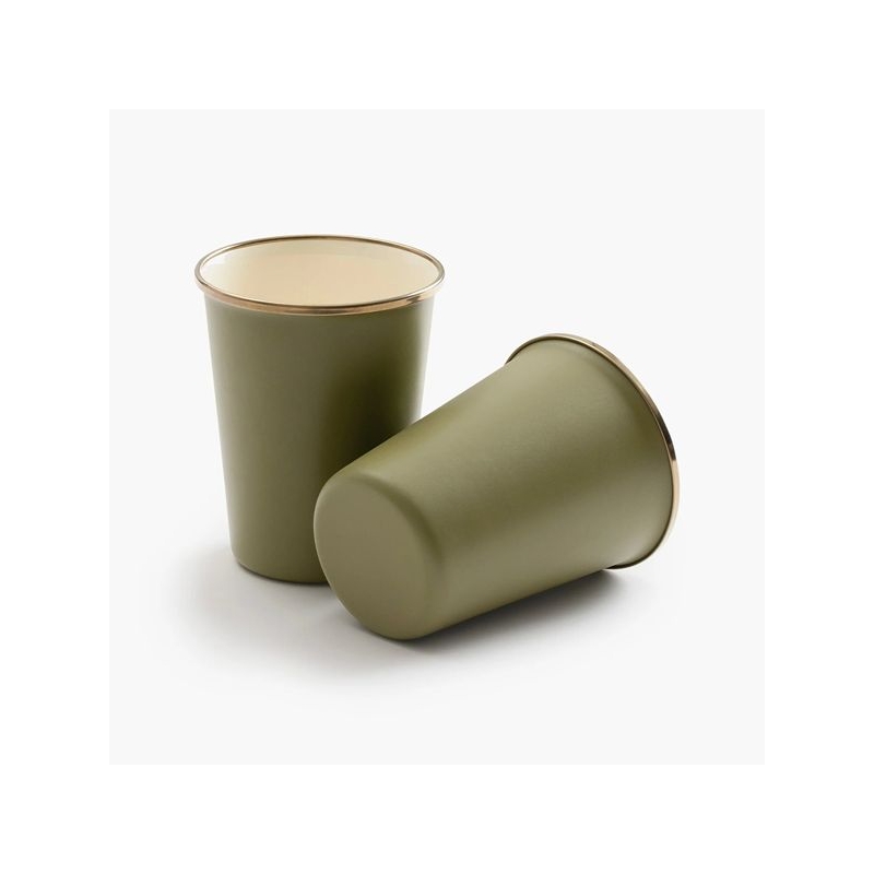 Barebones Cup Enamel 2 Pcs Olive 2-Tone