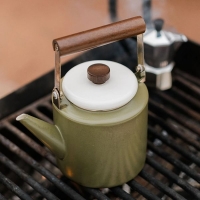 Barebones Theepot Enamel Olive 2-Tone