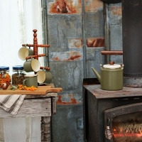 Barebones Theepot Enamel Olive 2-Tone