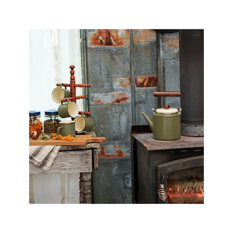 Barebones Theepot Enamel Olive 2-Tone