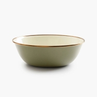 Barebones Bowl Enamel 2 Pcs Olive 2-Tone