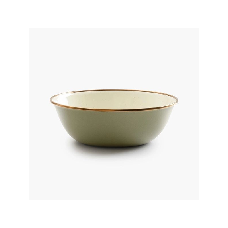 Barebones Bowl Enamel 2 Pcs Olive 2-Tone