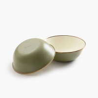 Barebones Bowl Enamel 2 Pcs Olive 2-Tone
