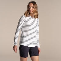 Craghoppers NosiLife Akona Long Sleeved Top Women's Sail White / Blue Navy Stripe