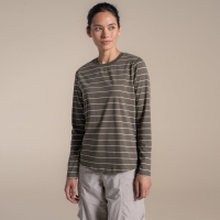 Craghoppers NosiLife Akona Long Sleeved Top Women's Wild Olive Stripe