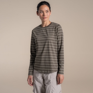 Craghoppers NosiLife Akona Long Sleeved Top Women's Wild Olive Stripe