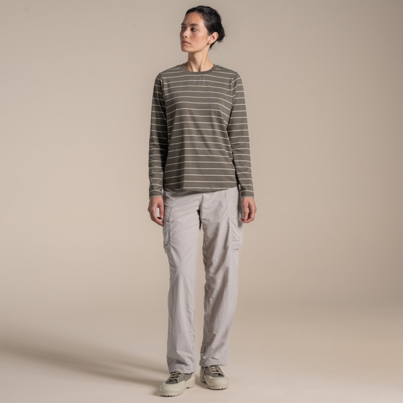 Craghoppers NosiLife Akona Long Sleeved Top Women's Wild Olive Stripe