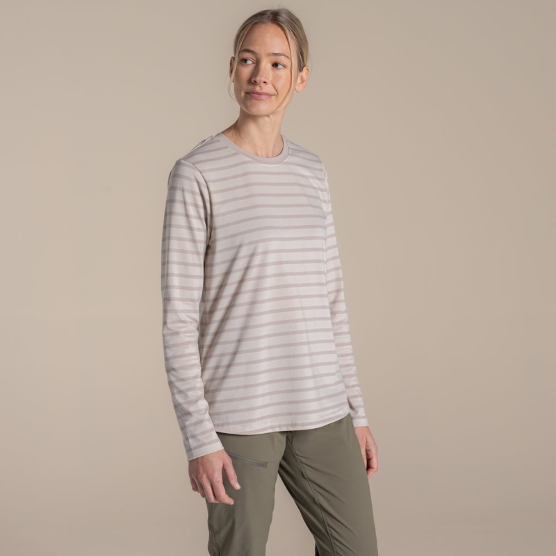Craghoppers NosiLife Akona Long Sleeved Top Women's Oyster Stripe
