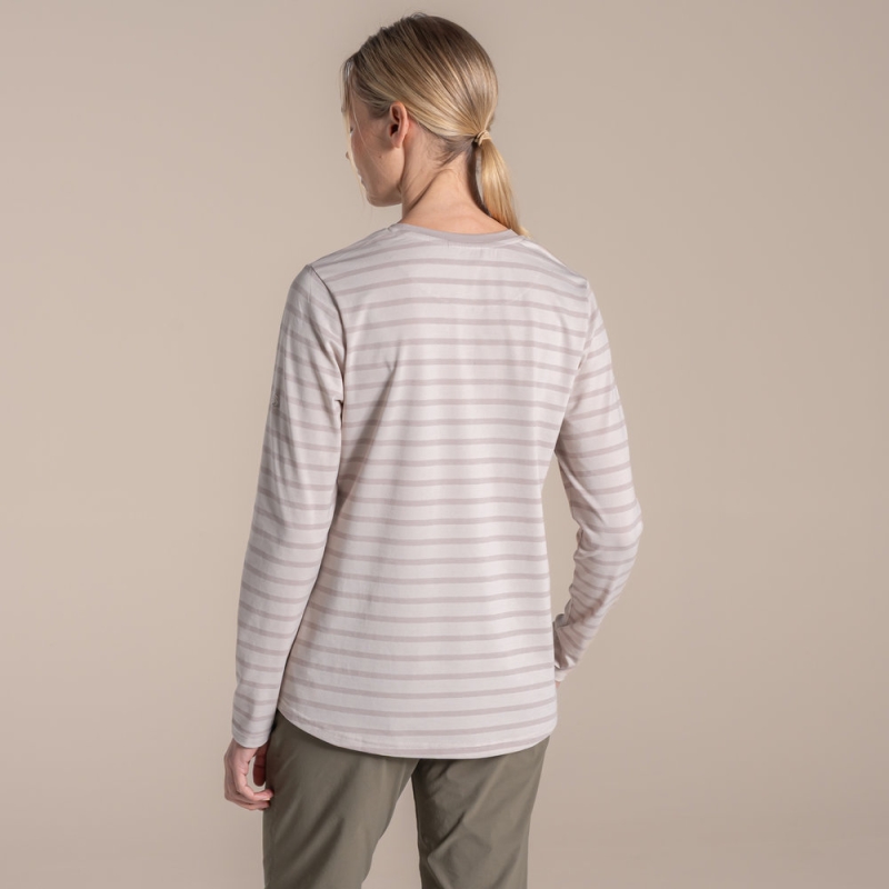 Craghoppers NosiLife Akona Long Sleeved Top Women's Oyster Stripe