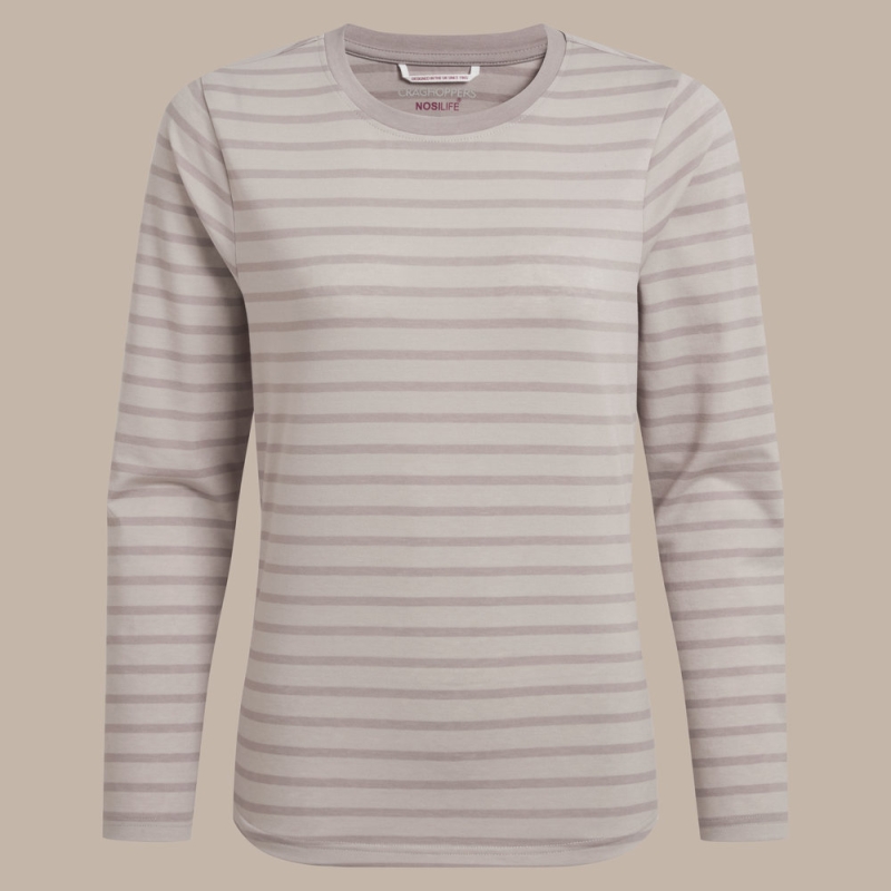 Craghoppers NosiLife Akona Long Sleeved Top Women's Oyster Stripe