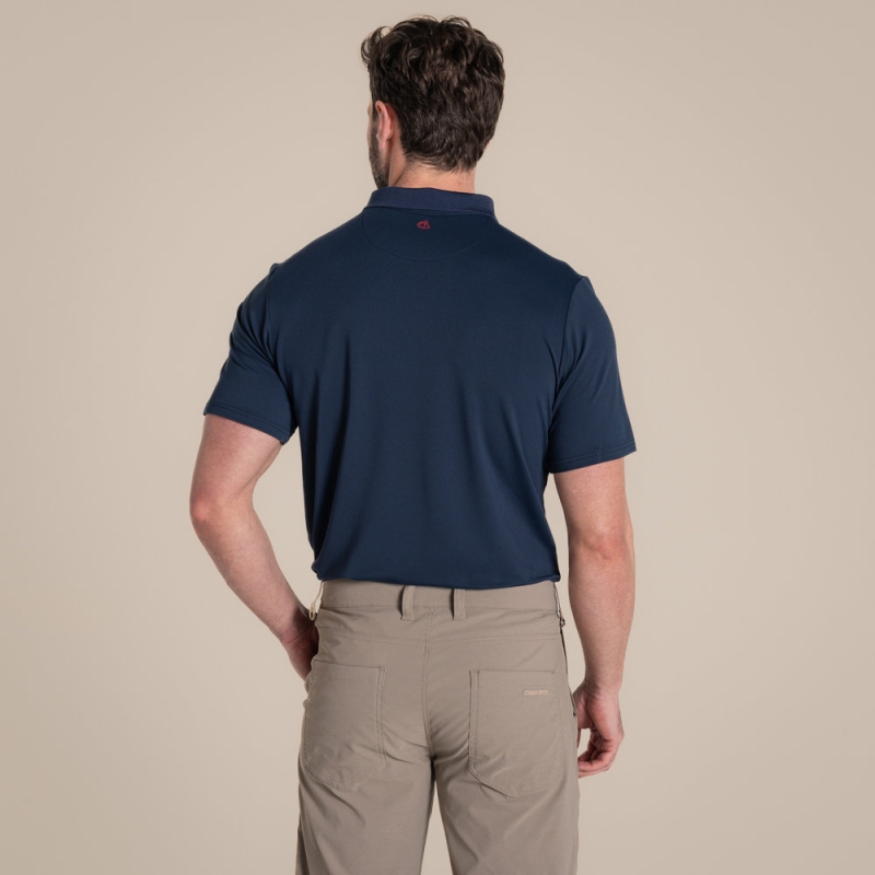 Craghoppers NosiLife Bramshaw Short Sleeved Polo Top Blue Navy