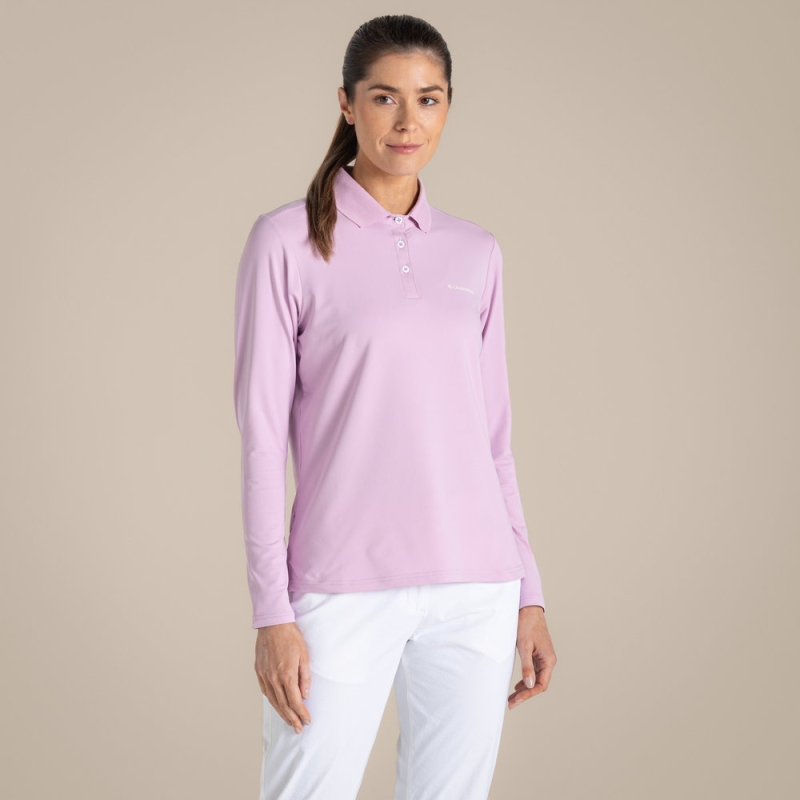 Craghoppers NosiLife Thornbury Long Sleeved Polo Top Women's Orchid
