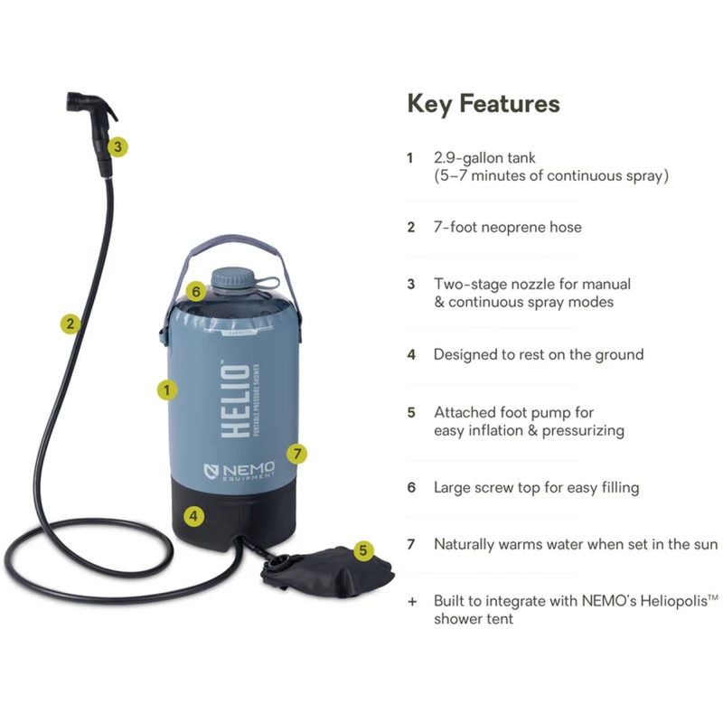 Nemo Helio Portable Pressure Shower Fortress -Silt -Black