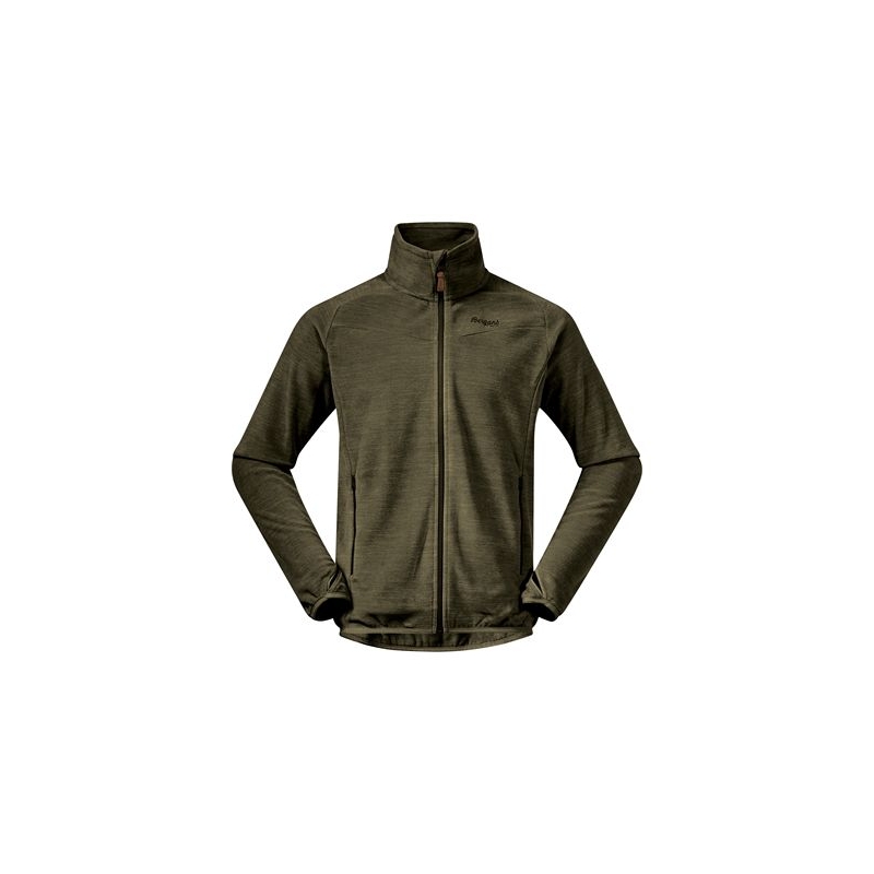 Bergans Hareid Fleece Jacket No Hood Dark Olive Green