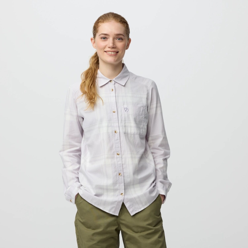 Fjällräven Övik Lite Flannel Shirt Women's Lavender Mist-Eggshell