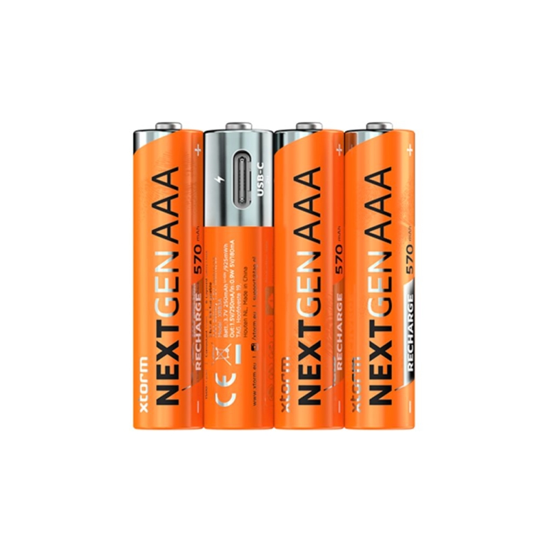 Xtorm Oplaadbare AAA Batterijen met USB-C - 4 pack Orange