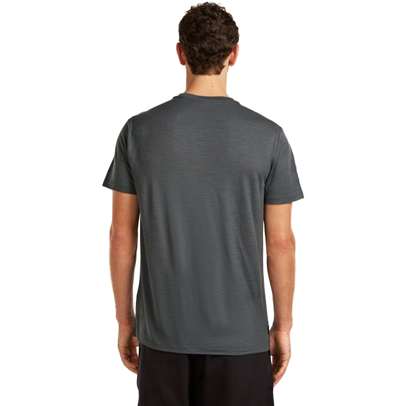 Icebreaker Mer 150 Tech Lite SS Tee Range Stripes Obsidian
