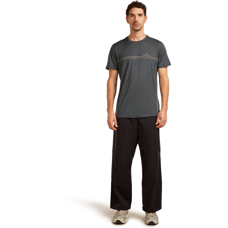 Icebreaker Mer 150 Tech Lite SS Tee Range Stripes Obsidian