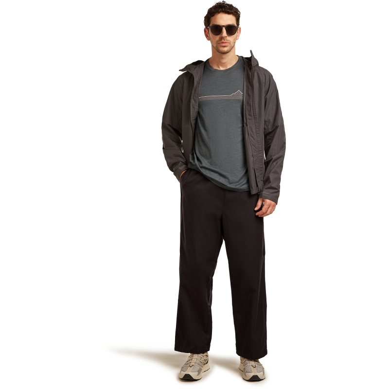 Icebreaker Mer 150 Tech Lite SS Tee Range Stripes Obsidian