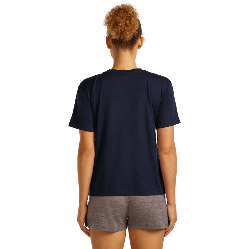 Icebreaker Mer 150 Tech Lite SS Relax V Neck Tee Women's Midnight Navy