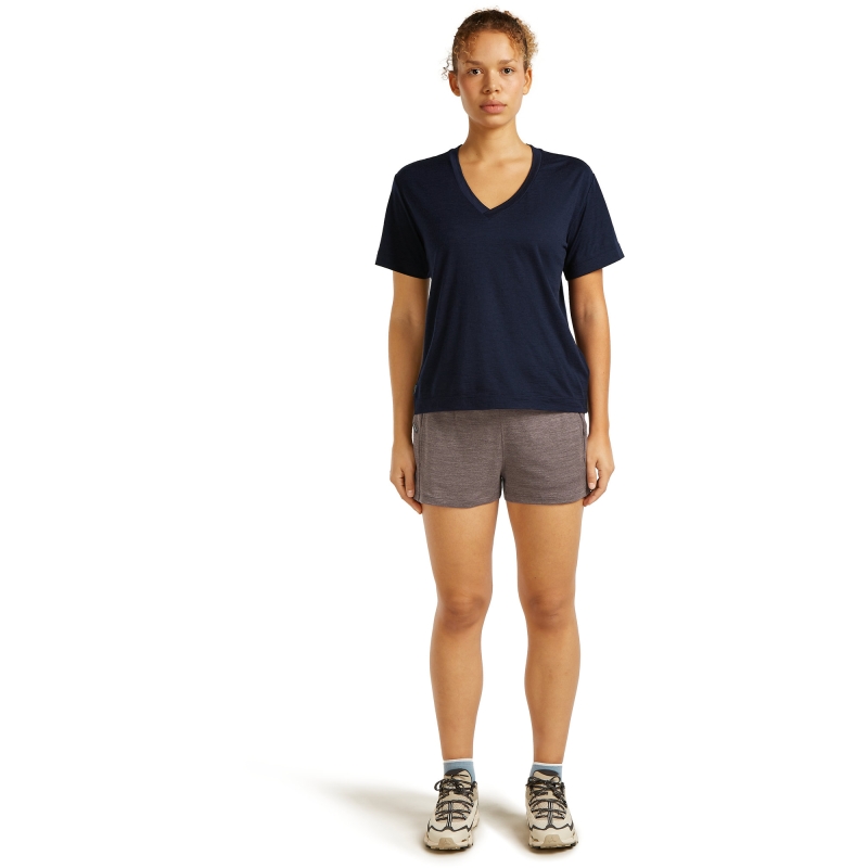 Icebreaker Mer 150 Tech Lite SS Relax V Neck Tee Women's Midnight Navy