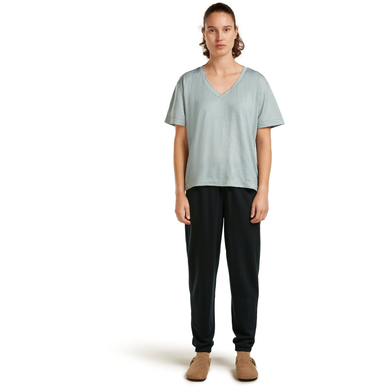 Icebreaker Mer 150 Tech Lite SS Relax V Neck Tee Women's Undyed/Midnight Navy