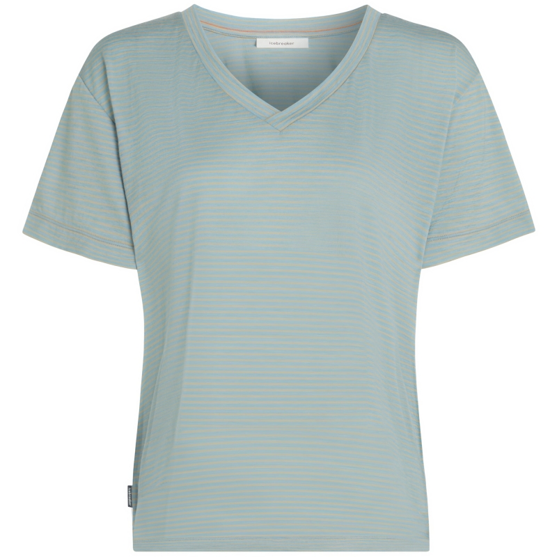 Icebreaker Mer 150 Tech Lite SS Relax V Neck Tee Women's Undyed/Midnight Navy