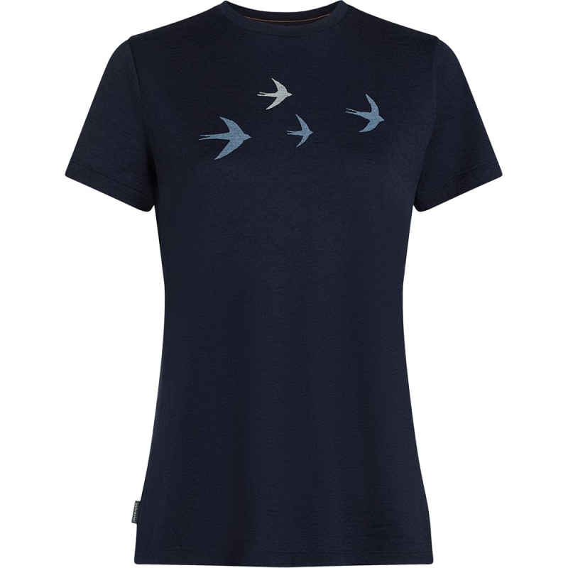 Icebreaker Mer 150 Tech Lite SS Tee Bird Transit Women's Midnight Navy
