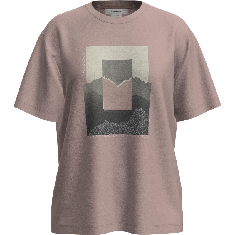 Icebreaker Mer 150 Tech Lite SS Relax T Mtn Shift Women's Pink Quartz t-shirt