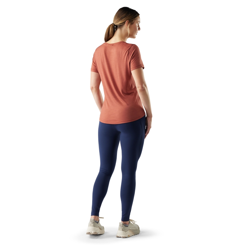 Smartwool Active Ultralite V-Neck Short Sl Active Women's Burnt Sienna