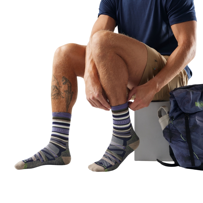 Smartwool Hike Light Cushion Panorama Crew Socks Hike Nightfall Blue