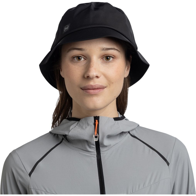 Buff Rain Bucket Hat Solid Black