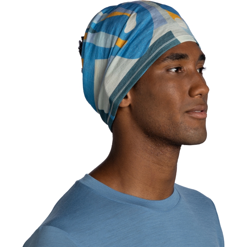 Buff Surfrider Merino Lightweight Digital Prints Luvi Glory Blue sjaal en col