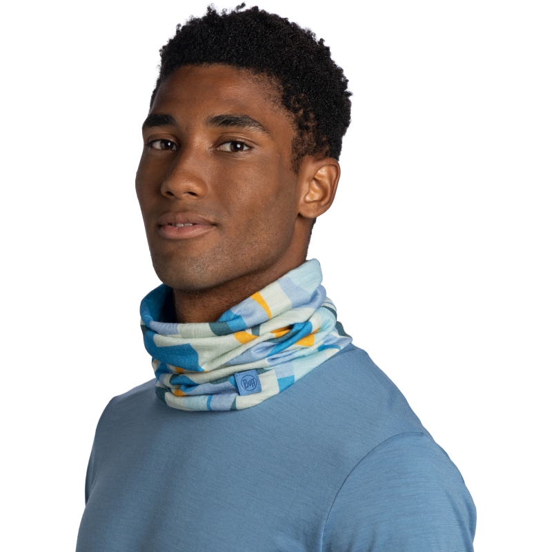 Buff Surfrider Merino Lightweight Digital Prints Luvi Glory Blue sjaal en col