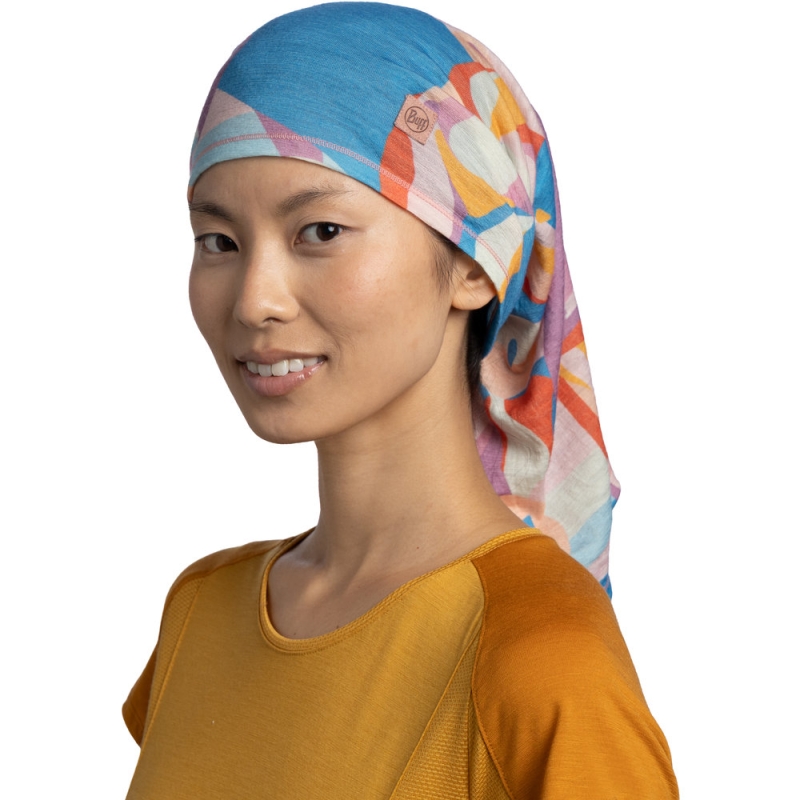 Buff Surfrider Merino Lightweight Digital Prints Lague Pink sjaal en col