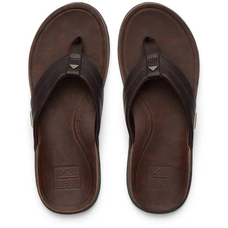 Reef Leather Offshore Dark Brown heren slipper